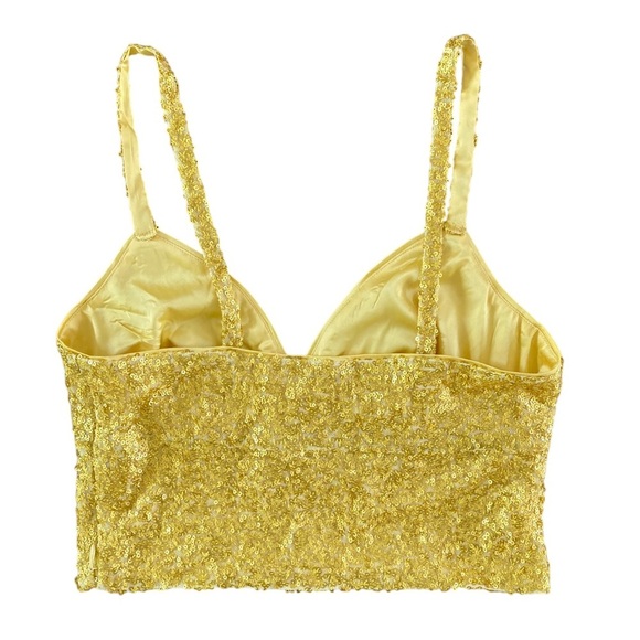 Susana Monaco Sequin String Crop Top Sunshine Yellow NWOT - Picture 3 of 8